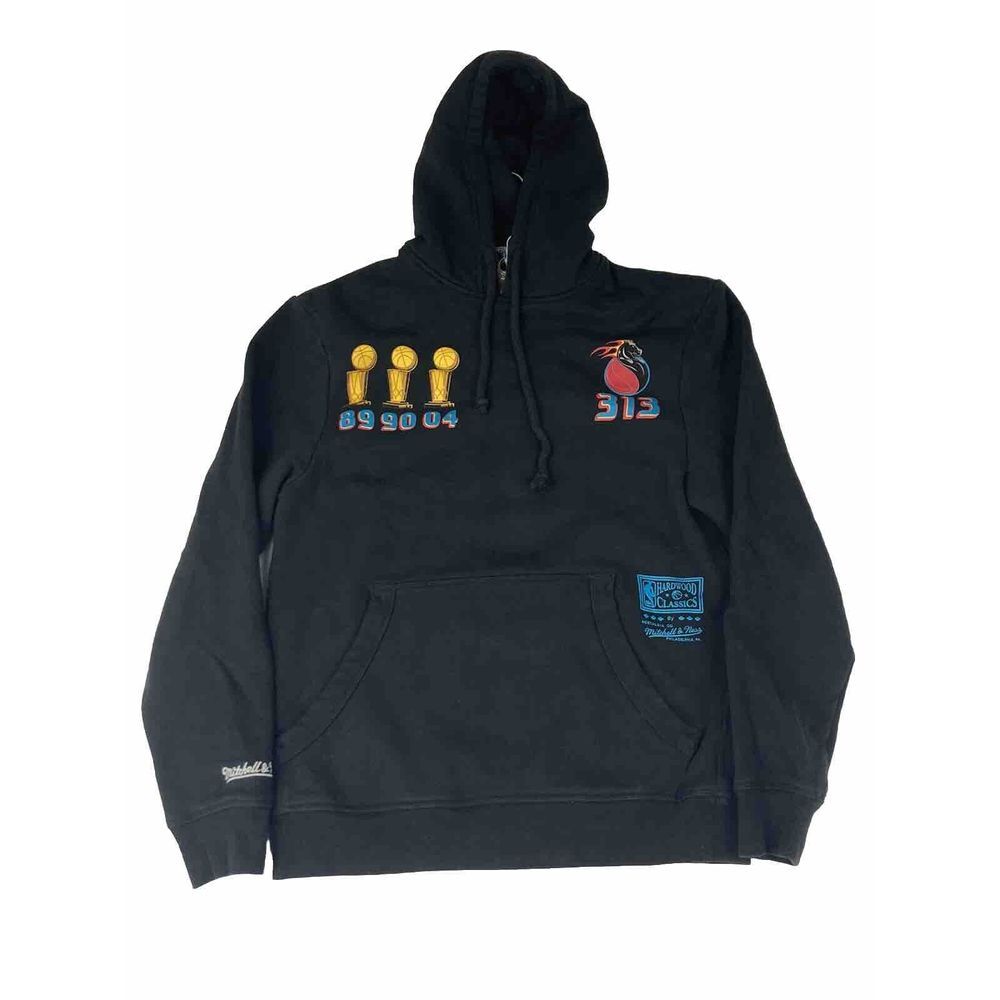 Rare Mitchell & Ness Detroit Pistons Joe Louis Commemorative Black Hoodie Sz S